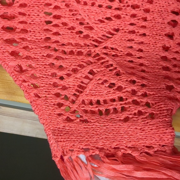 FREE PEOPLE inspired handmade crochet fringe sleeve round neck poncho tunic top - Picture 4 of 12